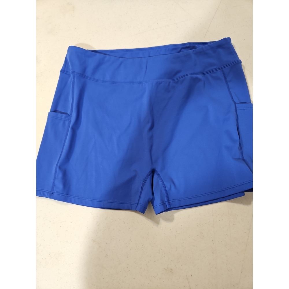 Halara Biker Shorts Bright Blue High Waist Yoga Athletic Pockets XL (1777‎
